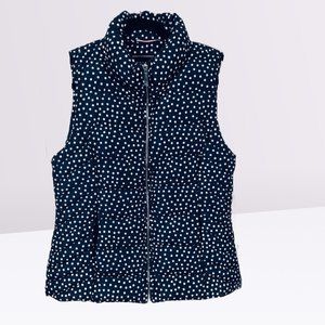 Tommy Hilfiger Women's Puffer Vest Size M Polka Dot Blue/White Full Zip NWOT